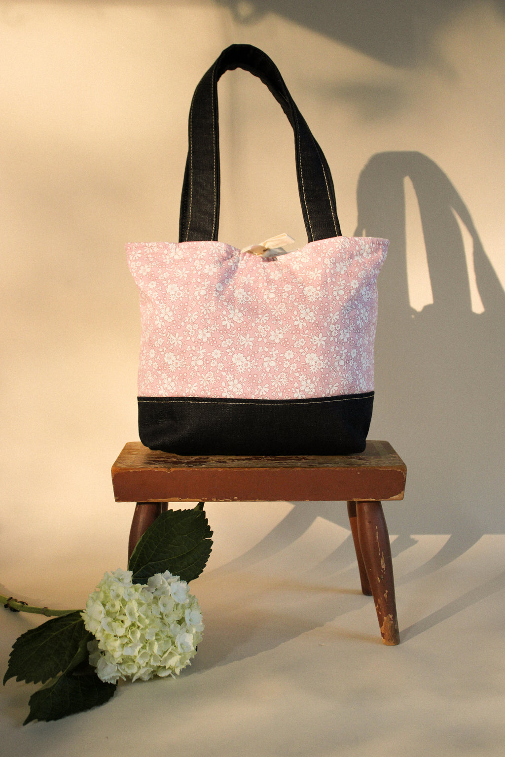 Pink Denim Tote Bag.