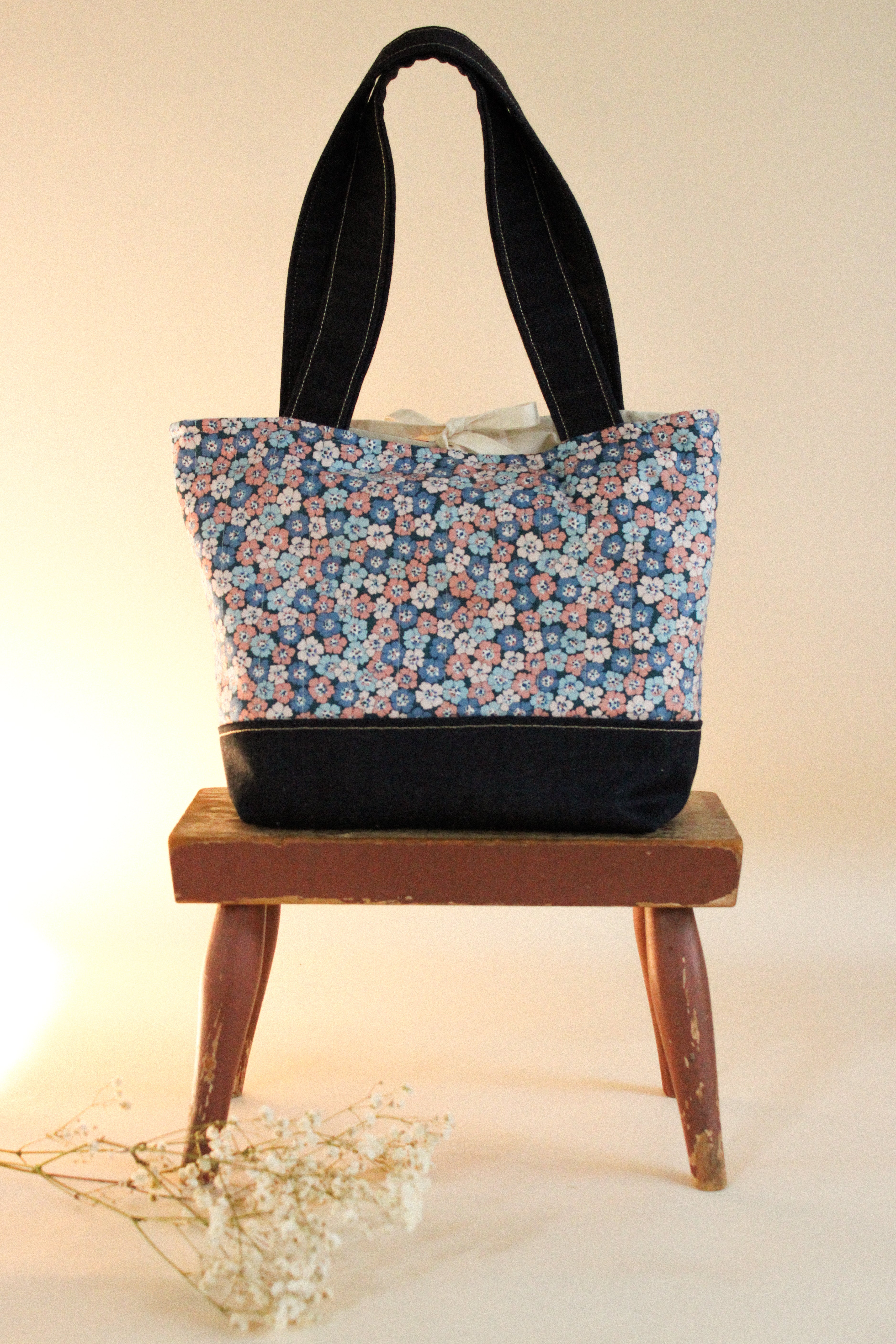 Daisy Blue and Pink Tote Bag