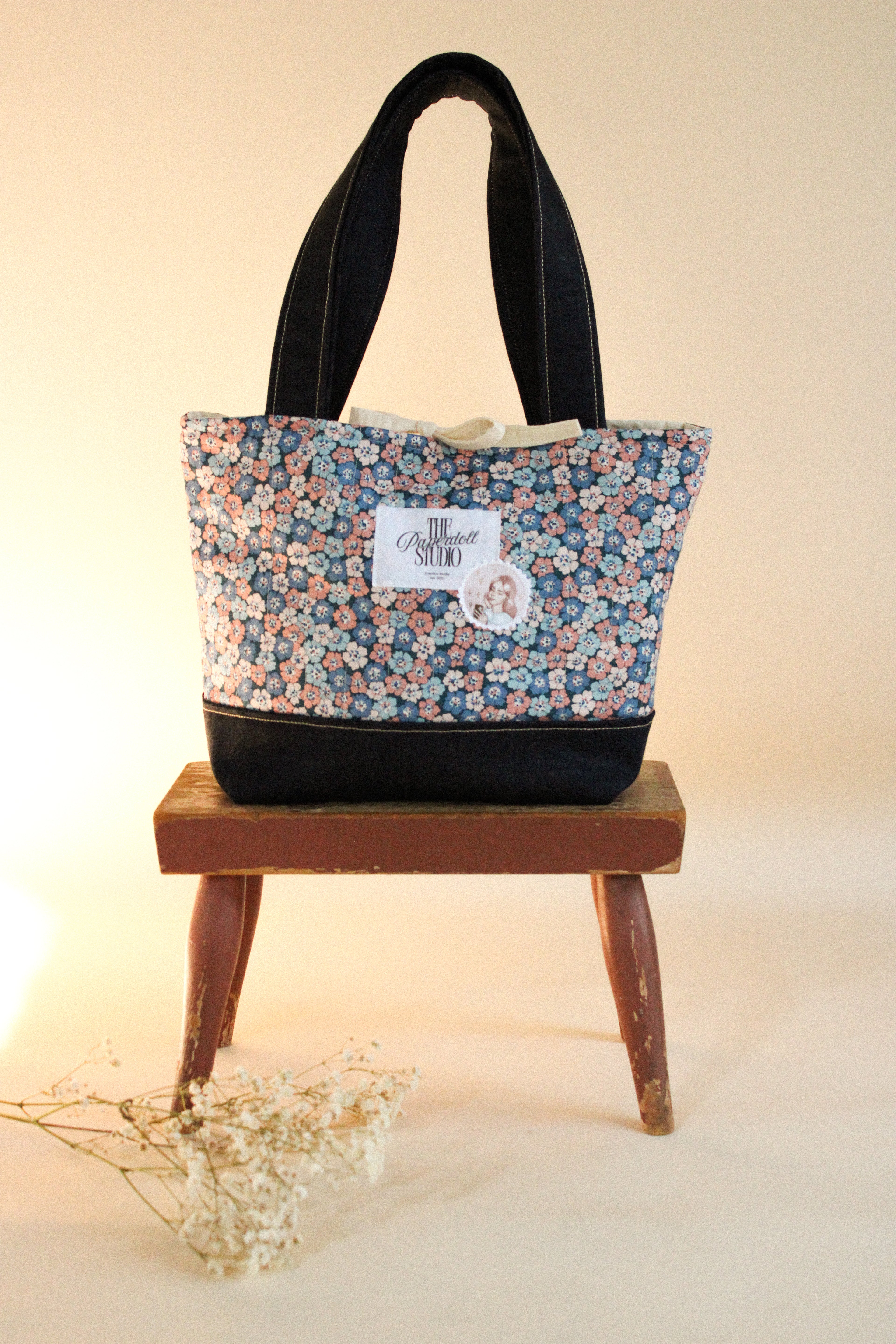 Daisy Blue and Pink Tote Bag