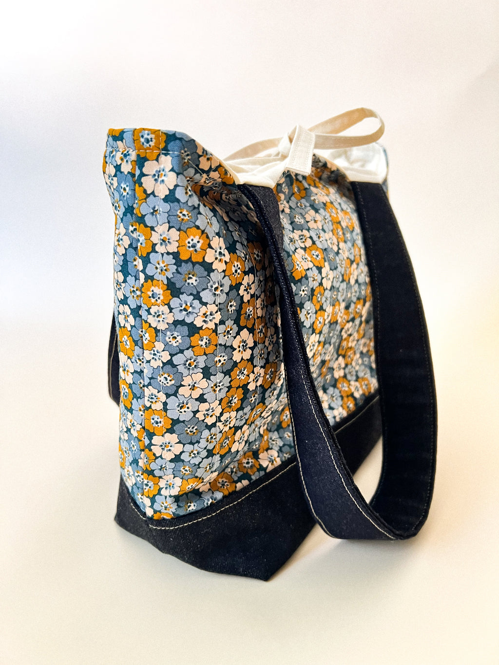 Flowers & Denim Tote Bag