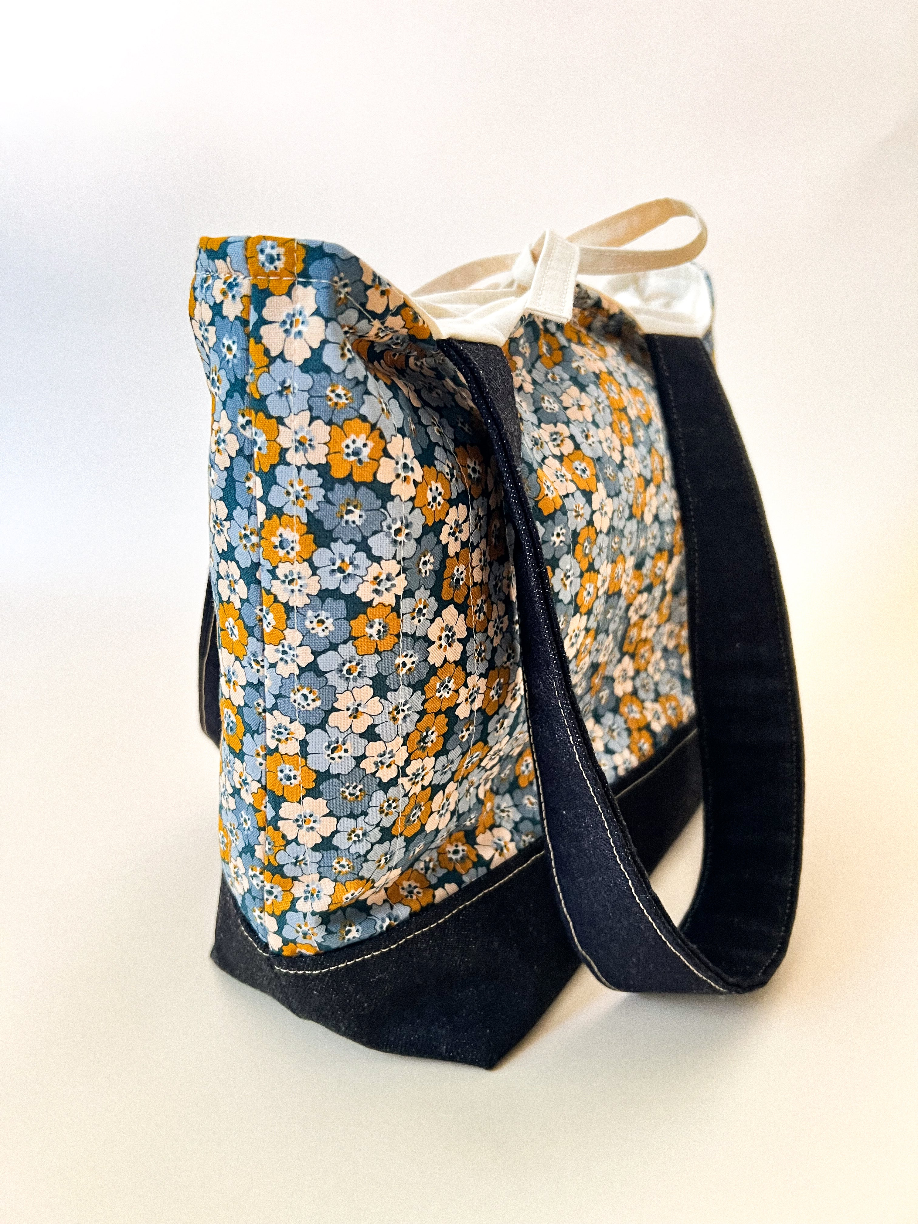 Flowers & Denim Tote Bag