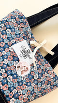 Pink Blue Flowers & Denim Tote Bag