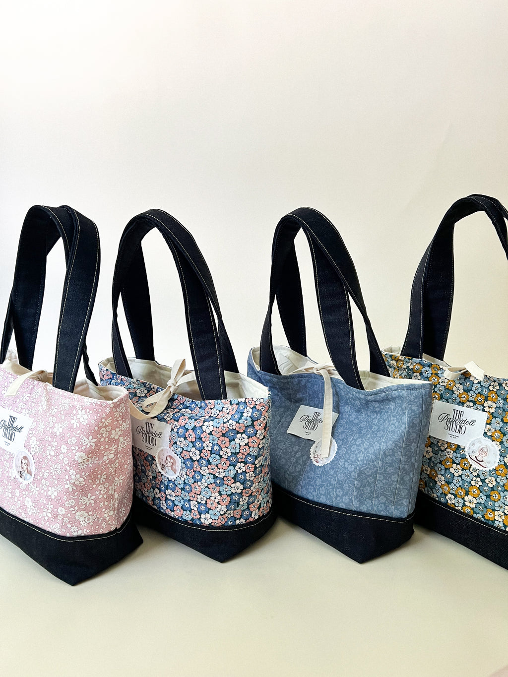 Pink Flowers & Denim Tote Bag.