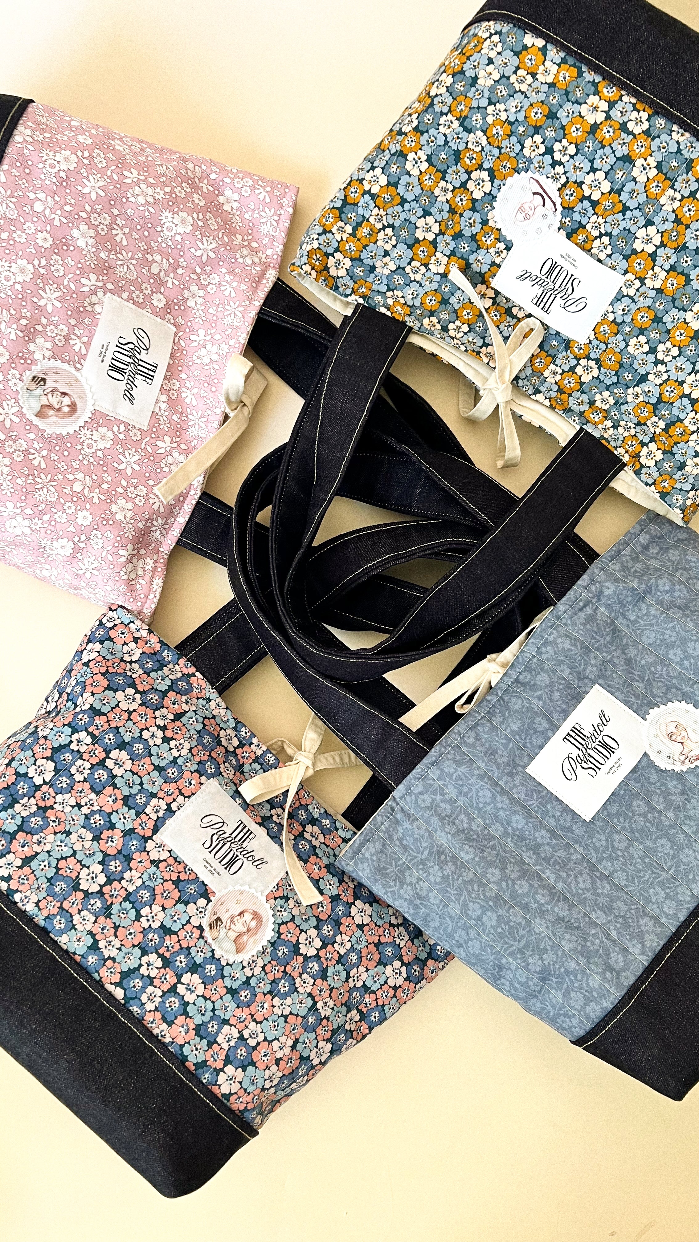 Flowers & Denim Tote Bag