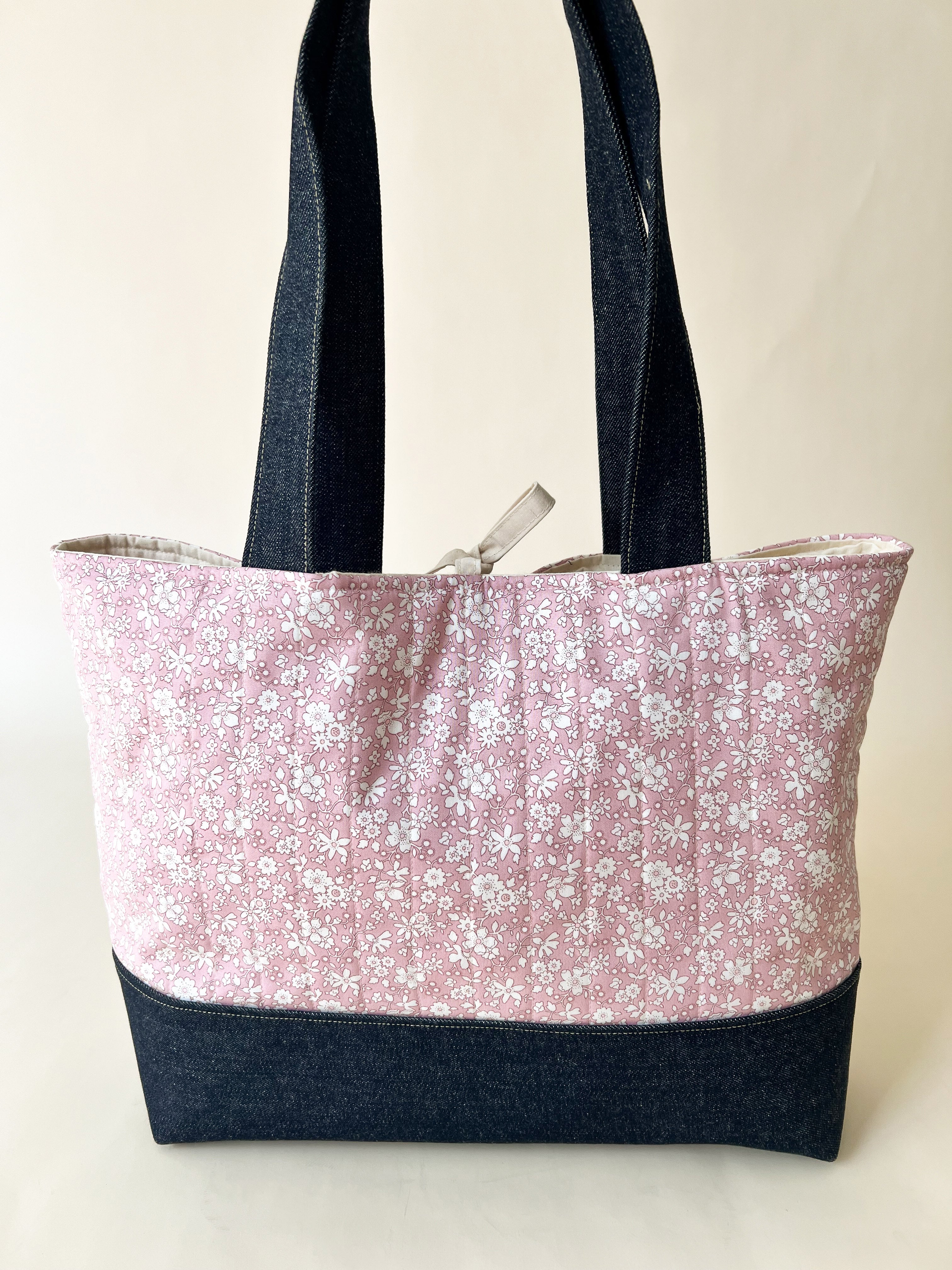 Pink Flowers & Denim, Big Tote Bag